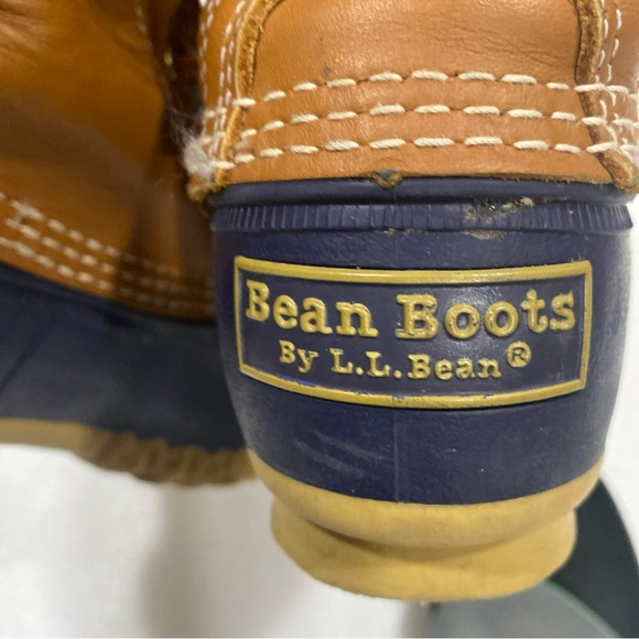 LL Bean 8” Bean Boots Blue Brown Made in USA Duck Boot Preppy Size 6N EUC - Picture 9 of 11